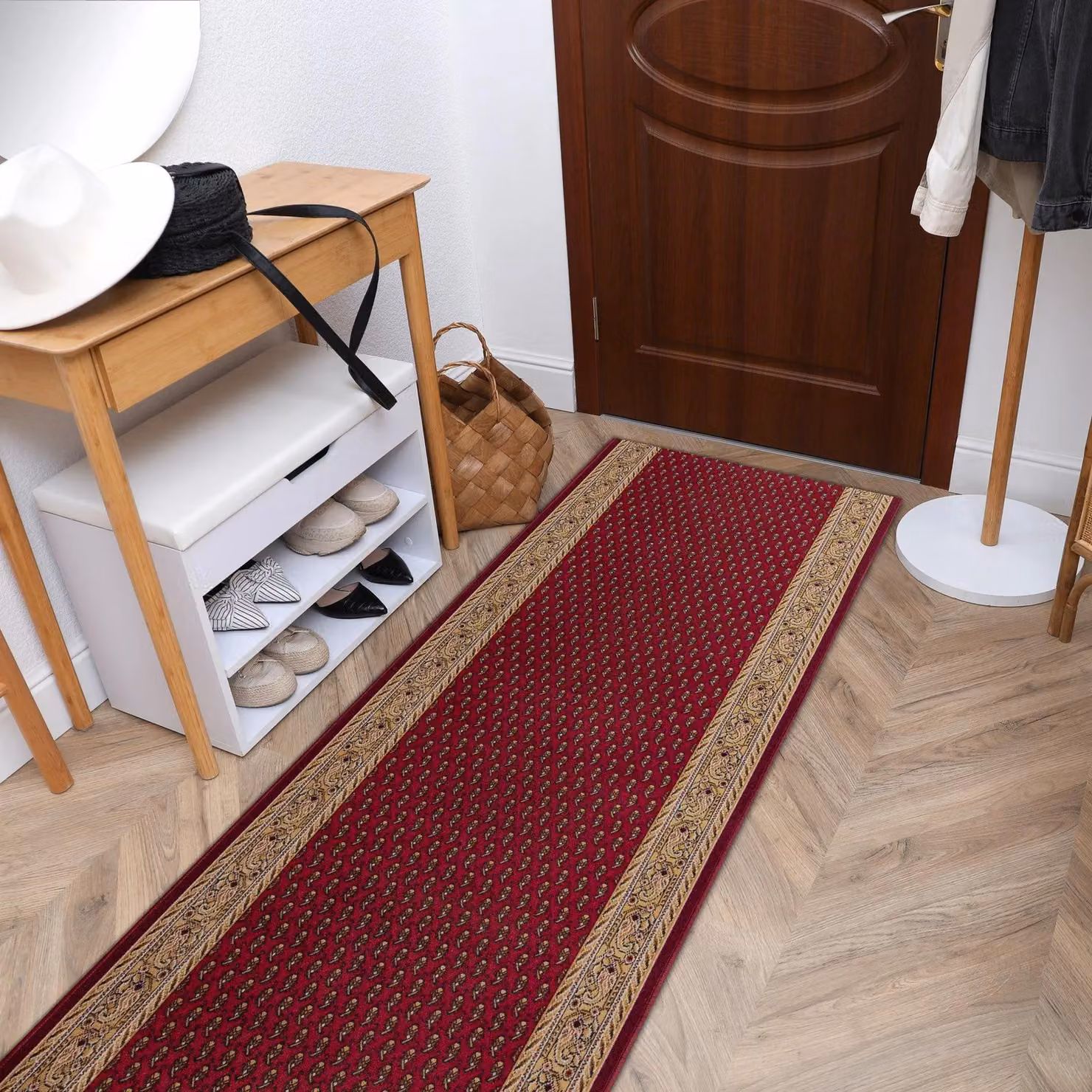 RugsX Inca Oriental Runner in Red, Non-Slip and Underfloor Heating Suitable, W: 80 cm, L: 310 cm – 3