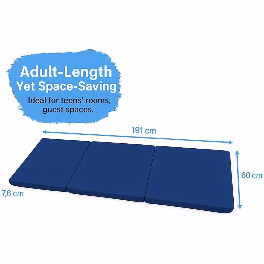 House of Home Blue Fabric Folding Chair Bed with Foam Mattress, Single Size – 2