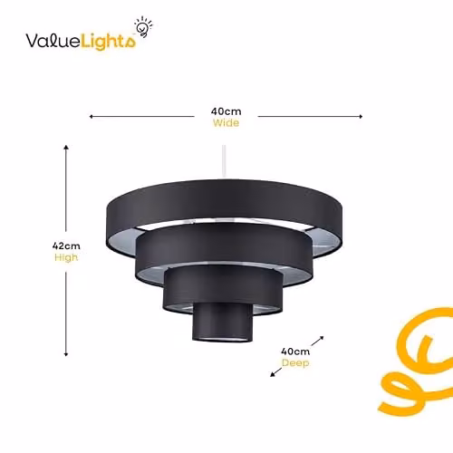 MiniSun Modern 4 Tier Grey Pleated Fabric Cylinder Ceiling Pendant Light Shade, Width: 40 cm – 2