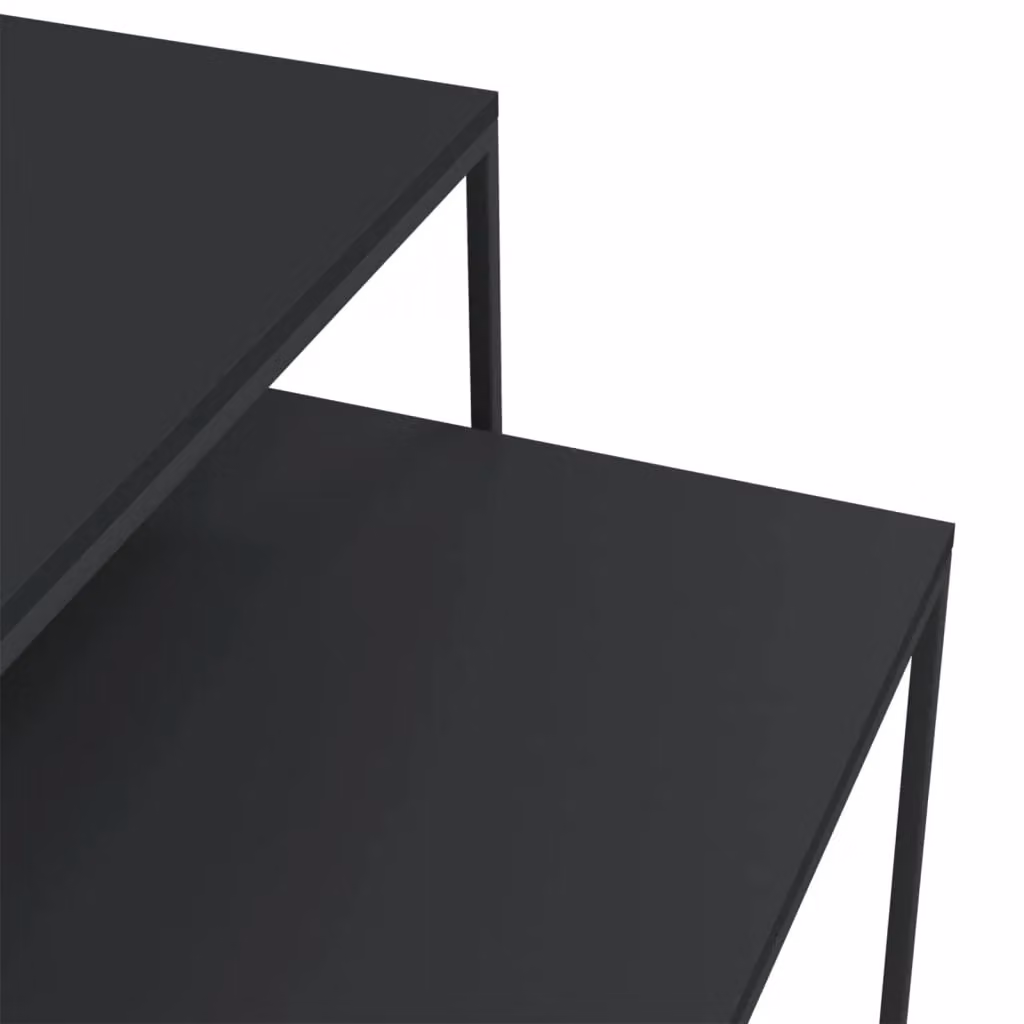Berkfield Home 2-Piece Nesting Coffee Table Set in Black with Engineered Wood and Metal – 4