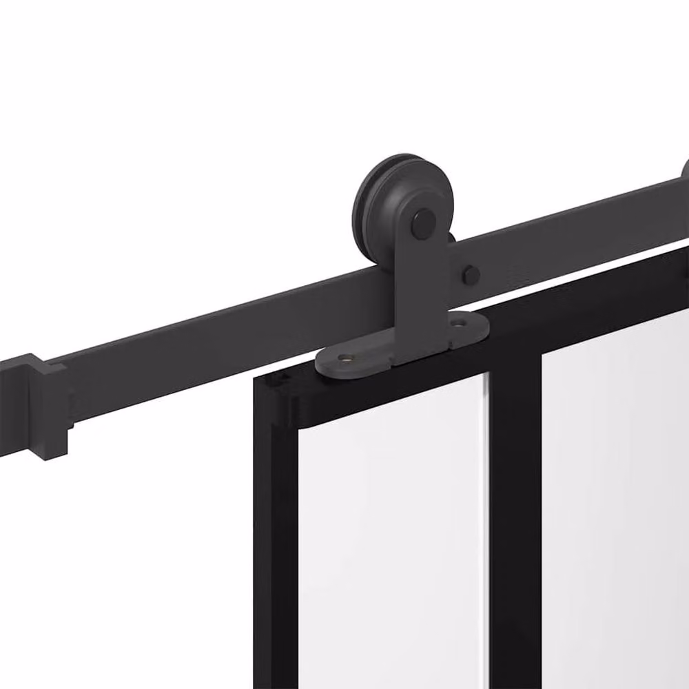 Berkfield Home Modern Sliding Door with Hardware Set, Black Aluminium and Transparent Tempered Glass, W: 76 cm, H: 205 cm – 3