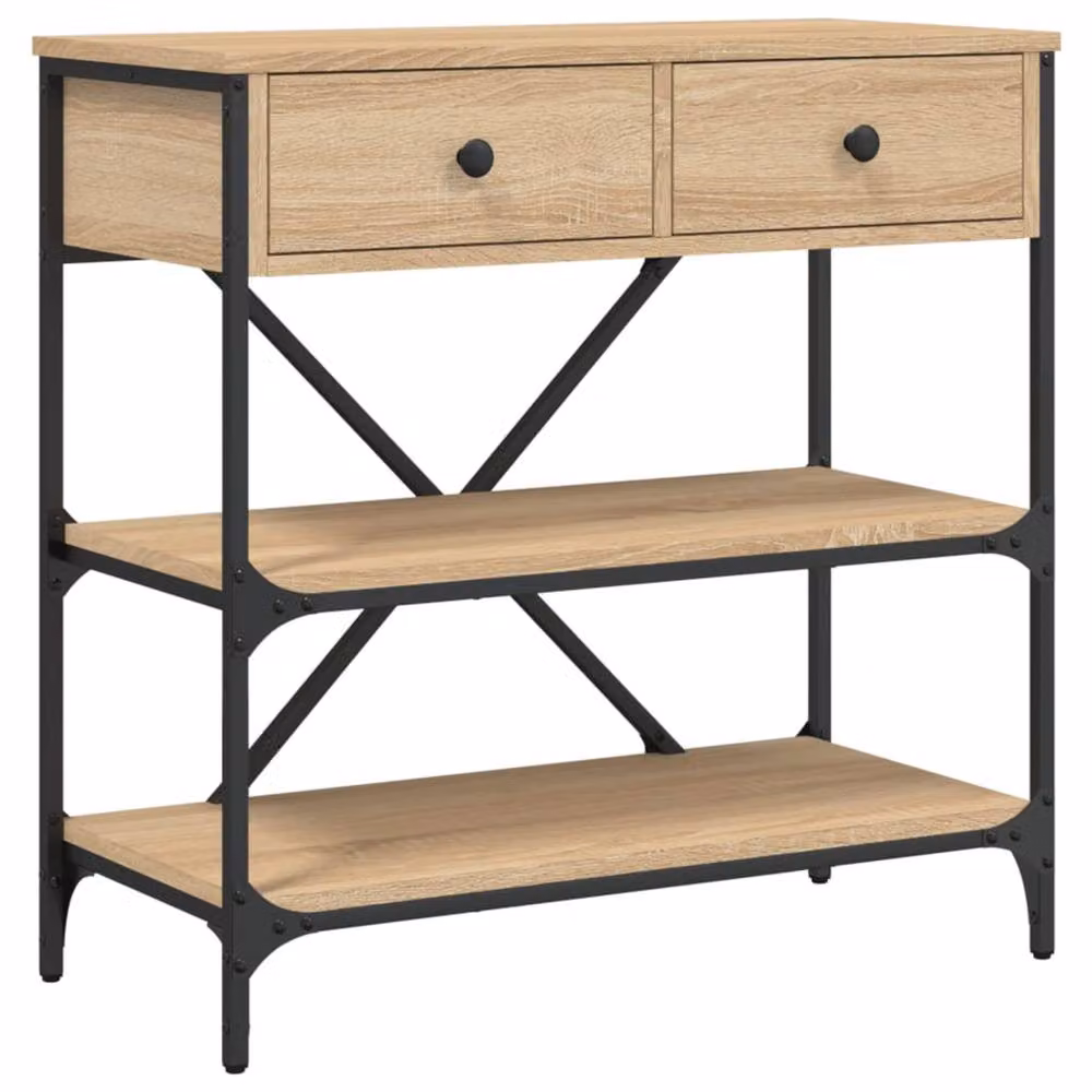 Berkfield Home Sonoma Oak Decorative Console Table in Light Brown, W/D/H: 75 x 34.5 x 75 cm – 3