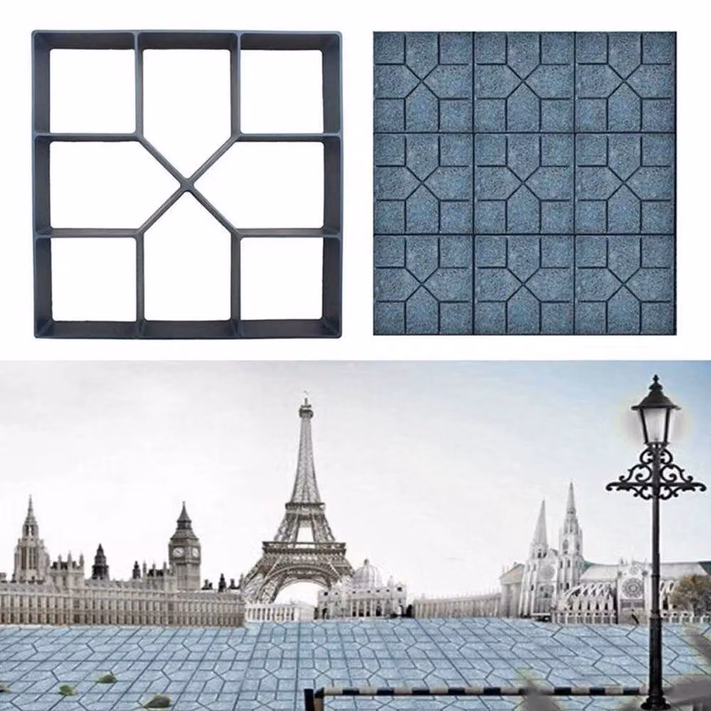 KORVIXA 8-Grid Plastic Concrete Slab in Black, W: 1000 cm, D: 52 cm – 3