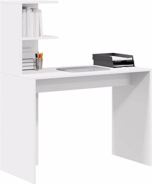 Berkfield Home White MDF Writing Desk with Decorative Inlays