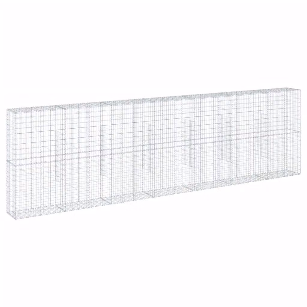 Berkfield Home Silver Galvanised Steel Gabion Basket with Cover, W/D/H: 700 x 50 x 200 cm – 2