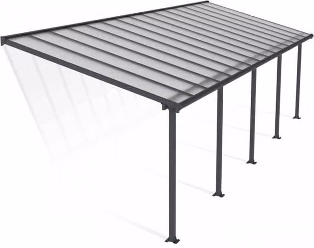 Palram Olympia Patio Cover in Grey and Transparent Polycarbonate, W: 300 cm, D: 924 cm, H: 305 cm
