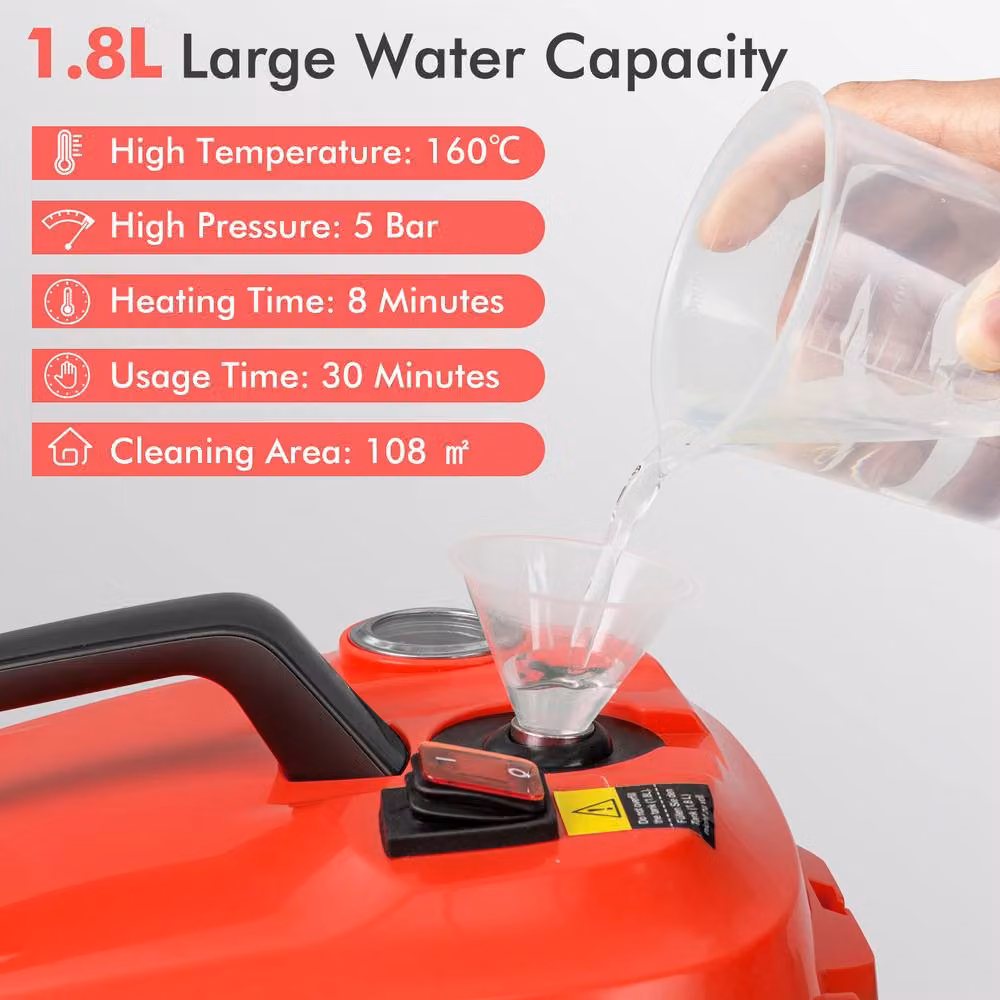 Costway 2000W High Pressure Steam Cleaner in Red – 4