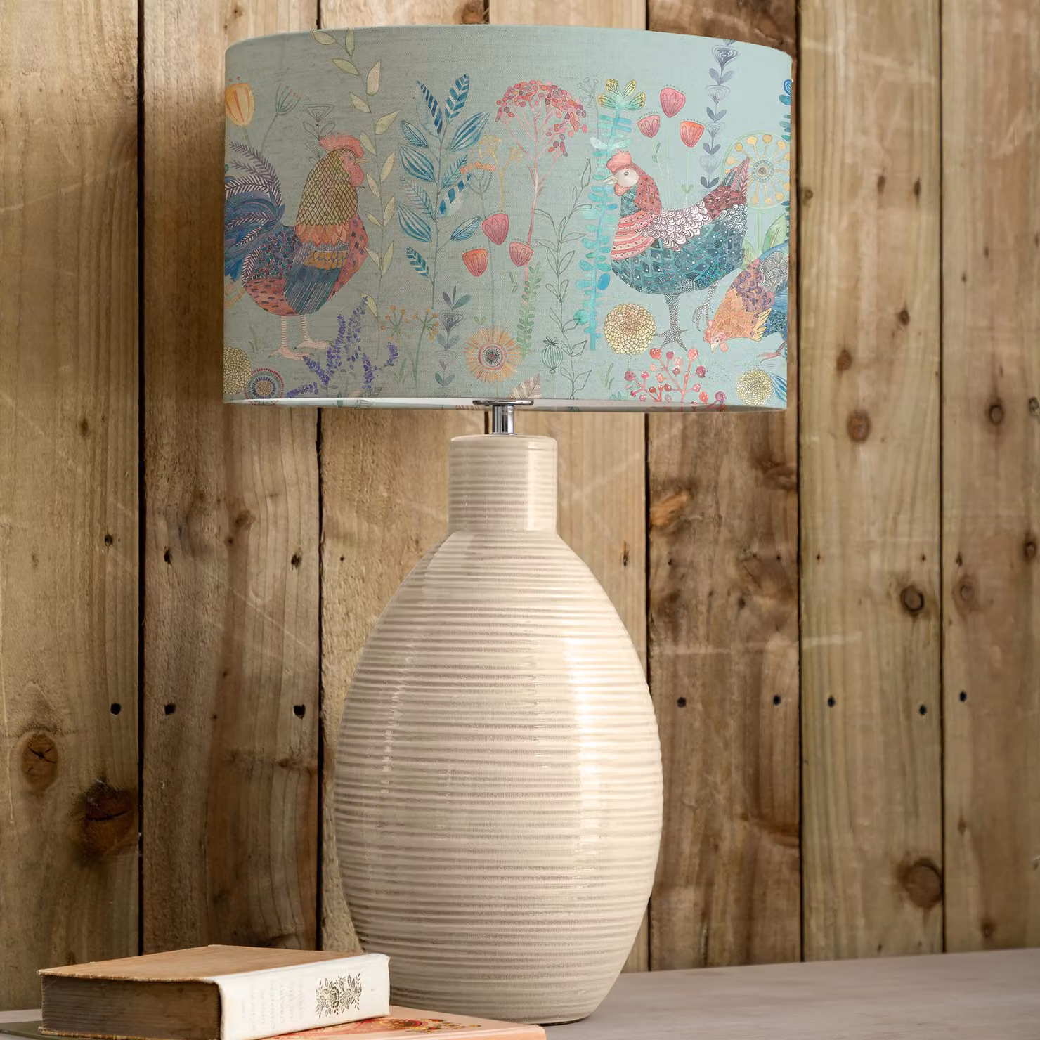Voyage Maison Epona Ceramic Table Lamp with Bilbury Eva Fabric Lampshade in Beige and Blue – 4