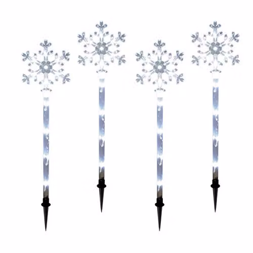 The Christmas Workshop 78630 LED Snowflake Garden Path Lights, 4 Pack, Warm White