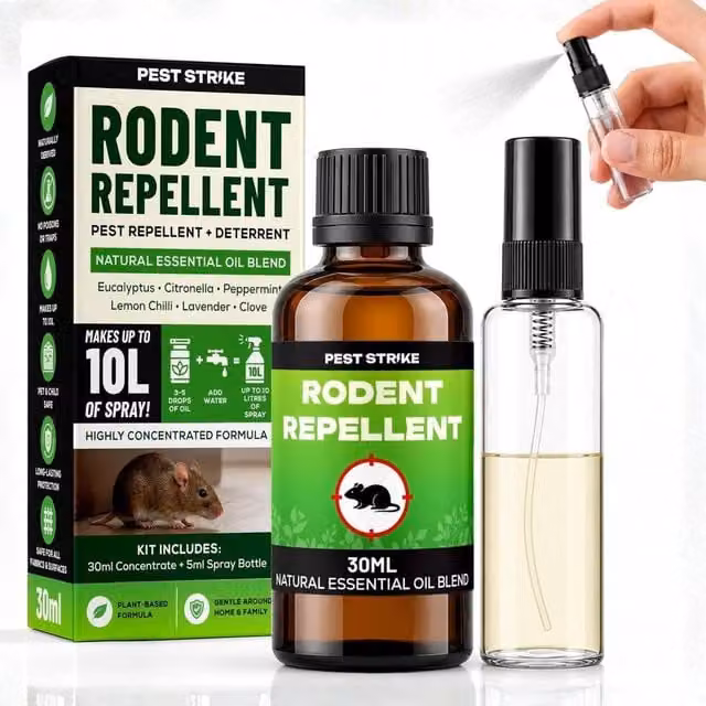volila Essential Oil Rodent Repellent Spray Concentrate, 30ml (Makes 10L), Pet Safe, Clear