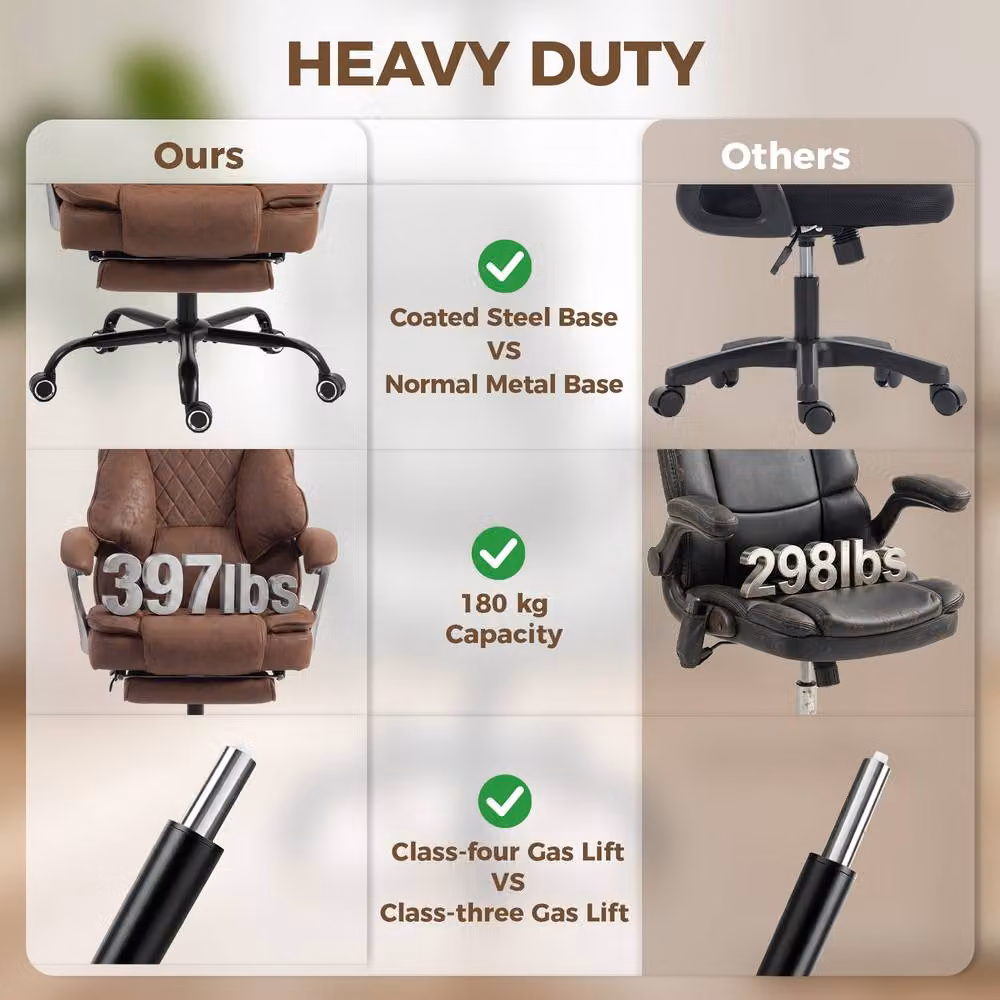 STILVORA Brown Executive Office Chair with Headrest and Footrest – 7