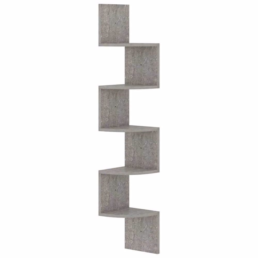 Berkfield Home Wall Mounted Corner Shelf in Concrete Grey, W/D/H: 19 x 19 x 123 cm – 3