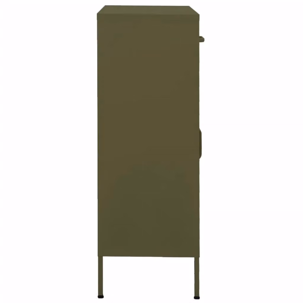 Berkfield Home Freestanding Metal Storage Cabinet in Matt Olive Green, W/D/H: 80 x 35 x 101.5 cm – 2