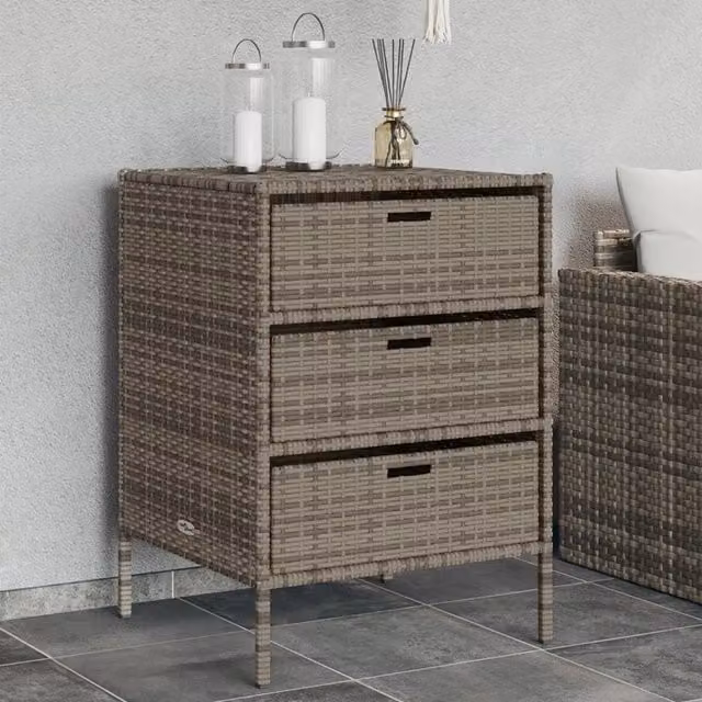 Berkfield Home Grey Poly Rattan Garden Storage Cabinet W/D/H: 55 x 59 x 80 cm – 1