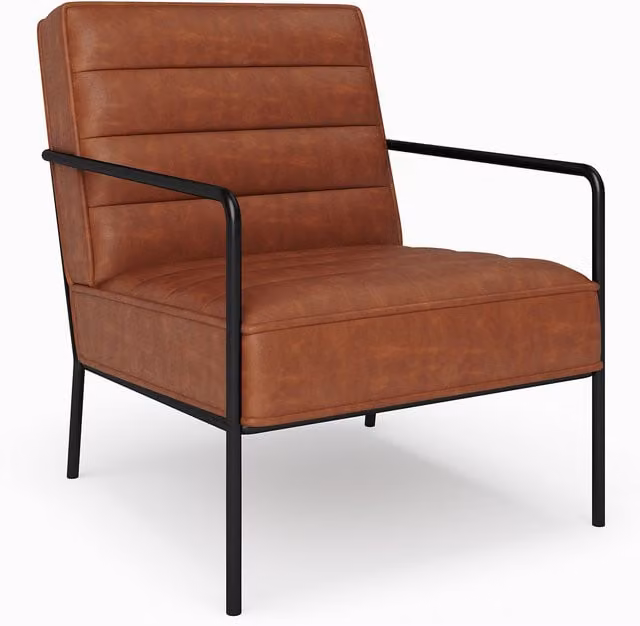 Alphason Bookham Modern Accent Chair in Rust Brown Faux Leather with Metal Frame and Armrests