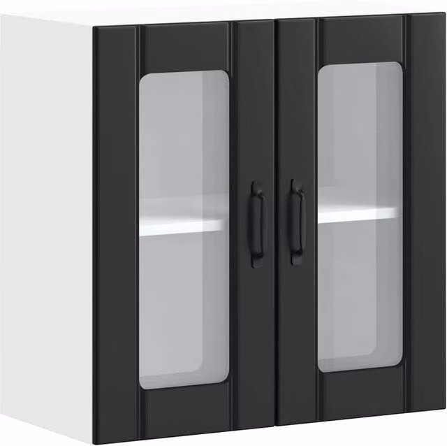Berkfield Home Lucca Black Wall Mounted Kitchen Cabinet with Glass Doors and Internal Shelves