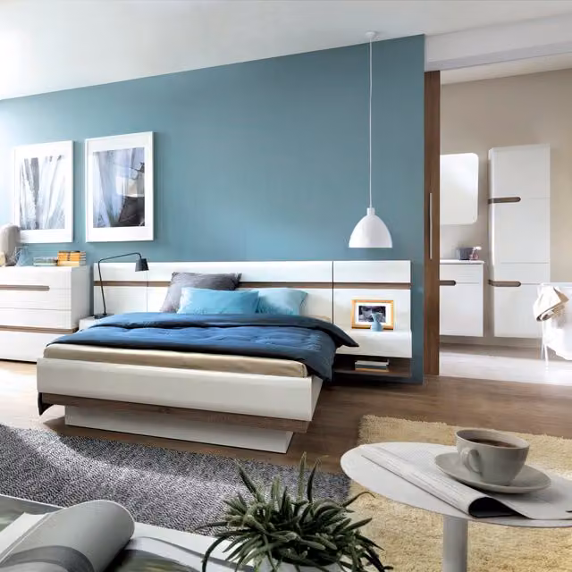 Jonas & James Leece Bed with Lift Up Function in White and Oak Trim, 180 x 200 cm