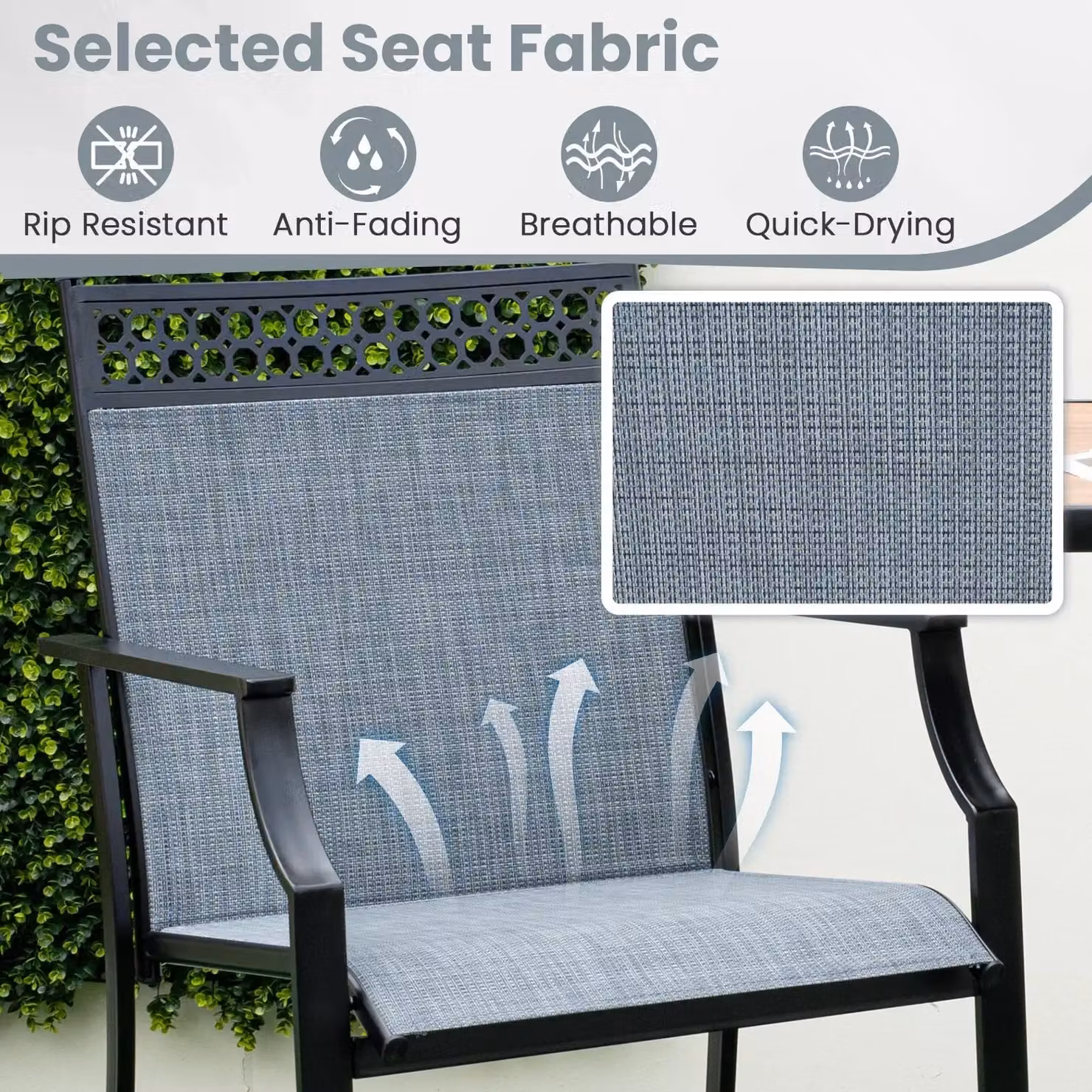 Costway Set of 2 Blue Metal Outdoor Patio Counter Height Chairs with Footrest – 6