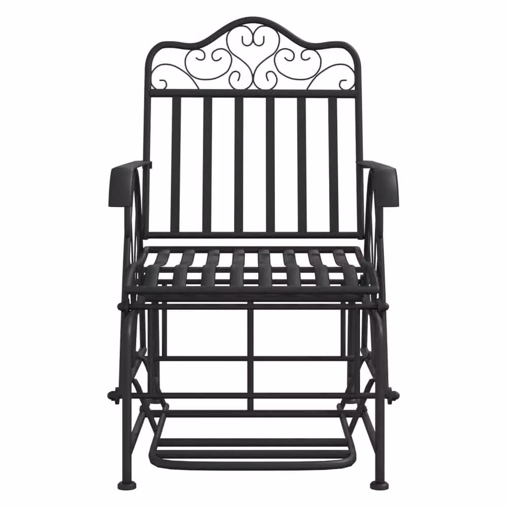 Berkfield Home Glider Bench in Matt Black Metal, Width: 61 cm – 3
