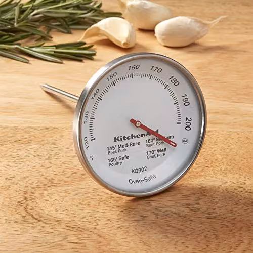 KitchenAid Leave-in Meat Thermometer Probe in Silver and Black with 120°F to 200°F Range – 3