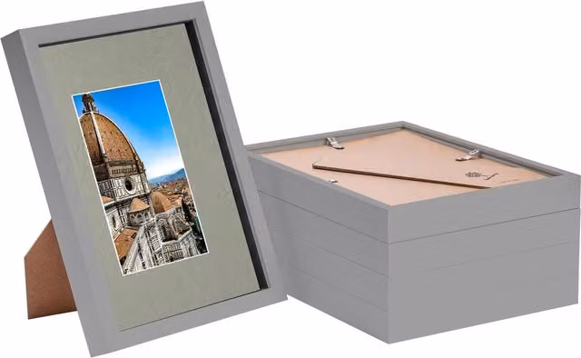 Nicola Spring Pack of 5 Grey Rectangular 3D Shadow Box Frames with A5 Mount for A4 Photos