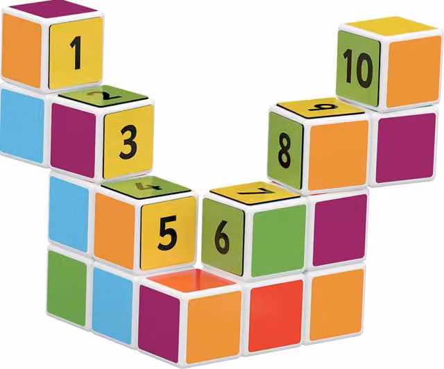 Geomag Magicube Maths Building Set with 16 White and Multicolour Magnetic Connecting Blocks