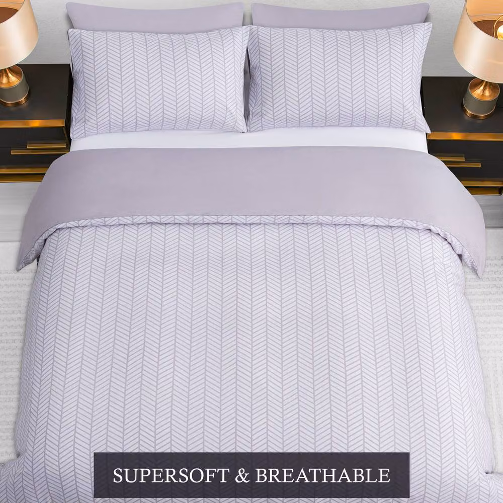 Grace Reversible Brushed Microfibre Duvet Cover and Pillowcase Set in Grey, Single, 90 x 200 cm – 2