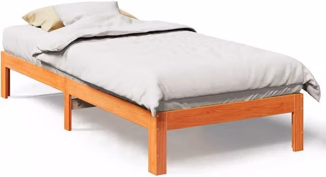 Berkfield Home Solid Wood Pine Bed Frame in Waxed Brown, W/D/H: 80 x 200 cm