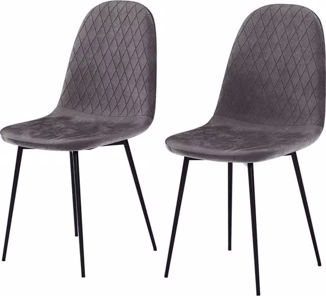 Vida Designs Luton Set of 2 Grey Velvet Fabric Dining Chairs with Metal Legs