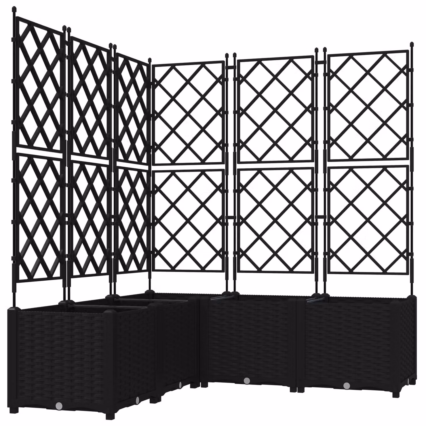 Berkfield Home Garden Planter with Trellis, 5 Pieces, Black, W/D/H: 120 x 120 x 143 cm – 2