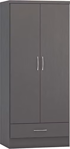 Seconique Nevada 2 Door 1 Drawer Wardrobe in Grey