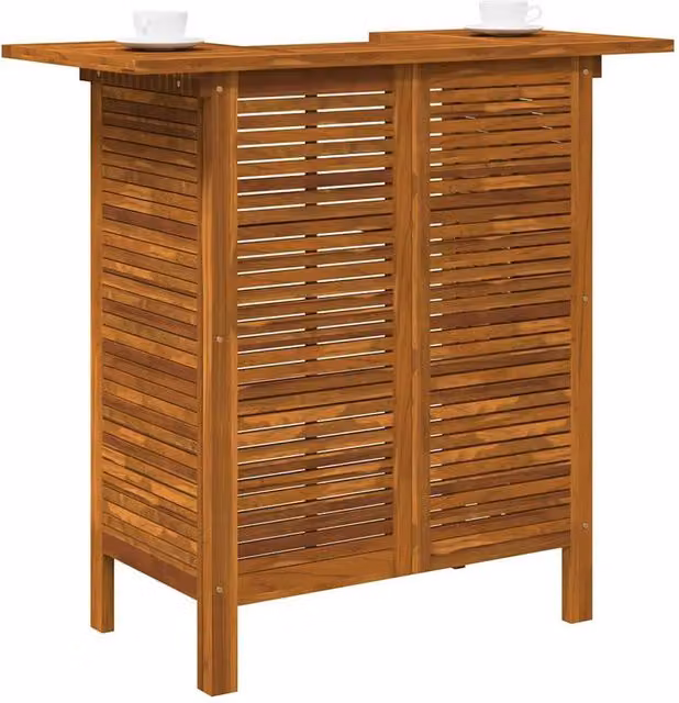 Berkfield Home Bar Table in Brown Solid Oiled Acacia Wood, W/D/H: 110 x 50 x 105 cm