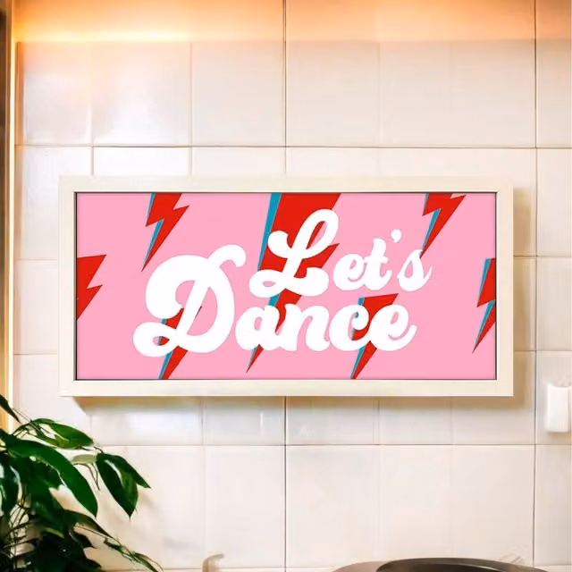 Echo Three Let's Dance Retro Typography Framed Wall Art Print in White and Pink