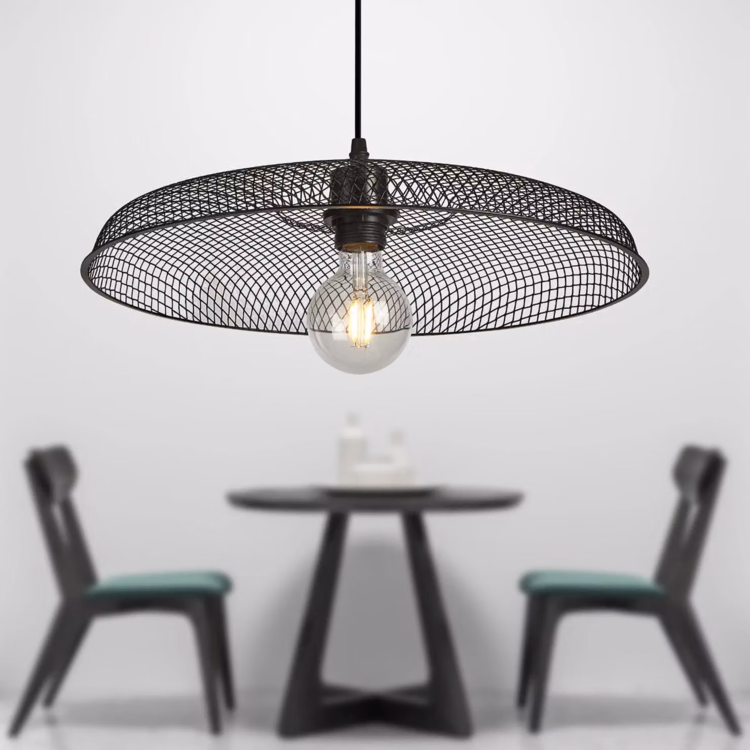 First Choice Lighting Set of 2 Cassidy Black Metal Mesh Cylinder Pendant Lights, Height: 115 cm, Width: 43 cm, Depth: 43 cm – 3