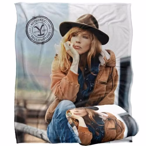 Yellowstone Deep Thought Beth Silky Touch Super Soft Fleece Throw Blanket, White, W/D: 152 x 127 cm – 1