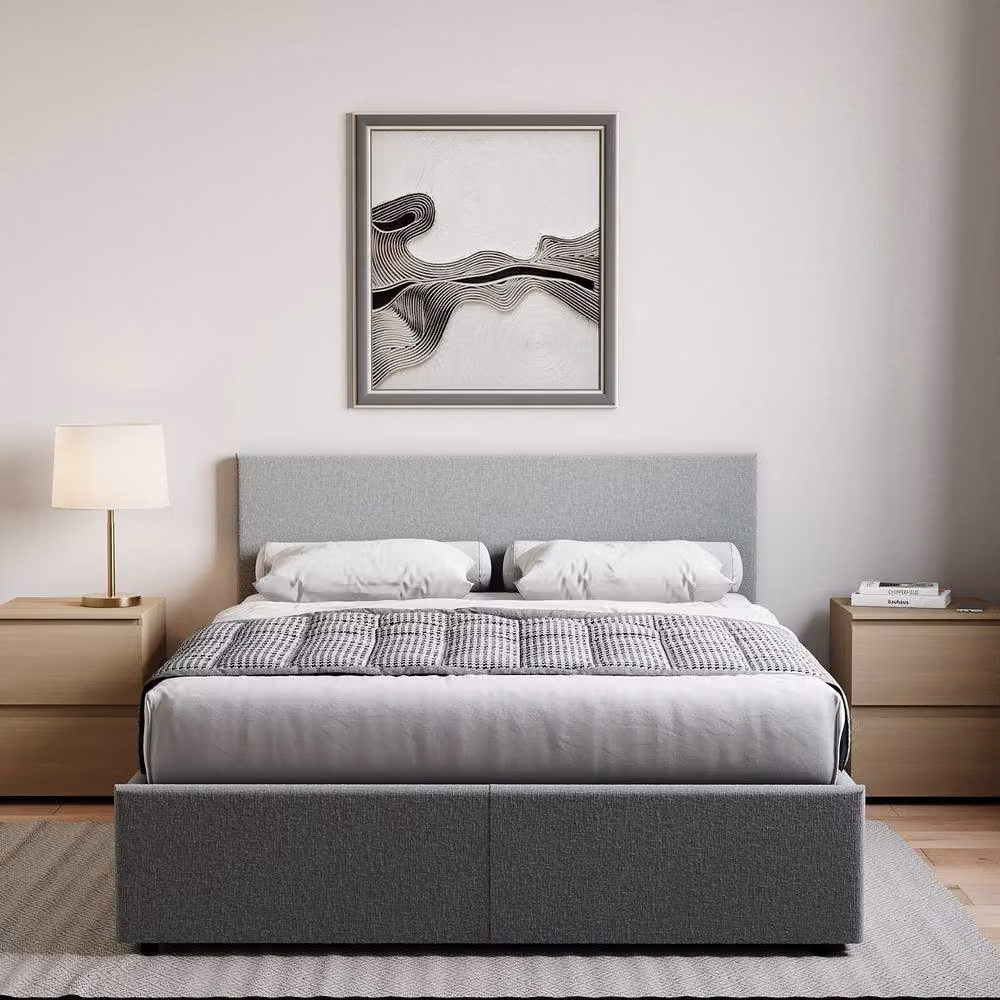 HD Designs Vida Designs Veronica Double Ottoman Bed in Light Grey, W/D/H: 140 x 200 cm – 3