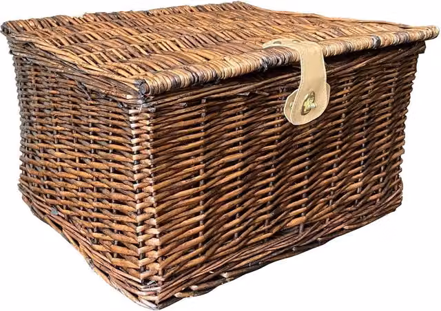 Topfurnishing Picnic Hamper Lidded Basket with Latch in Brown, W/D/H: 39 x 39 x 39 cm
