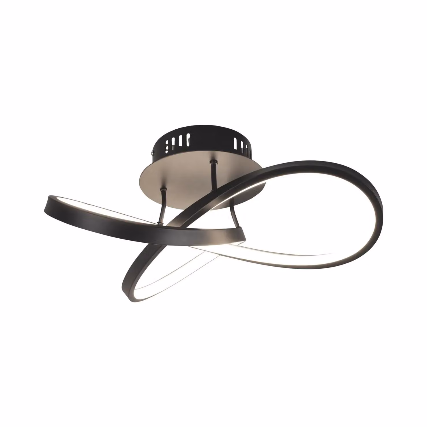 First Choice Lighting Set of 2 Modern Black LED Ring Ceiling Lights – 2