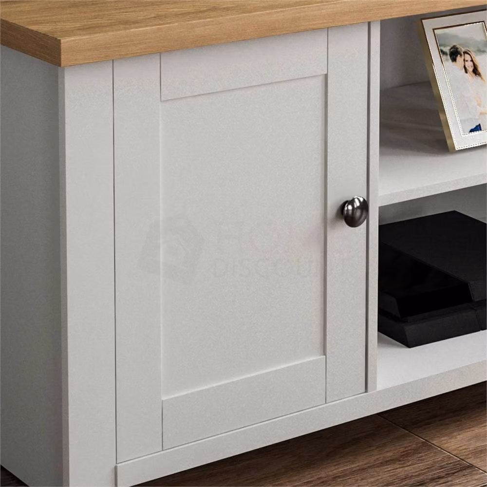 SPETLEK Modern TV Cabinet Stand and Sideboard with 1 Door in Grey and White – 4