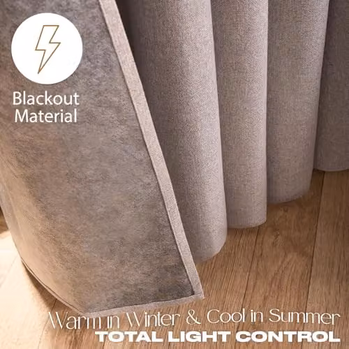 OHS Grey Silver Woven Texture Blackout Eyelet Curtains, Thermal Insulating Polyester Fabric, W/D/H: 116 x 116 x 182 cm – 2