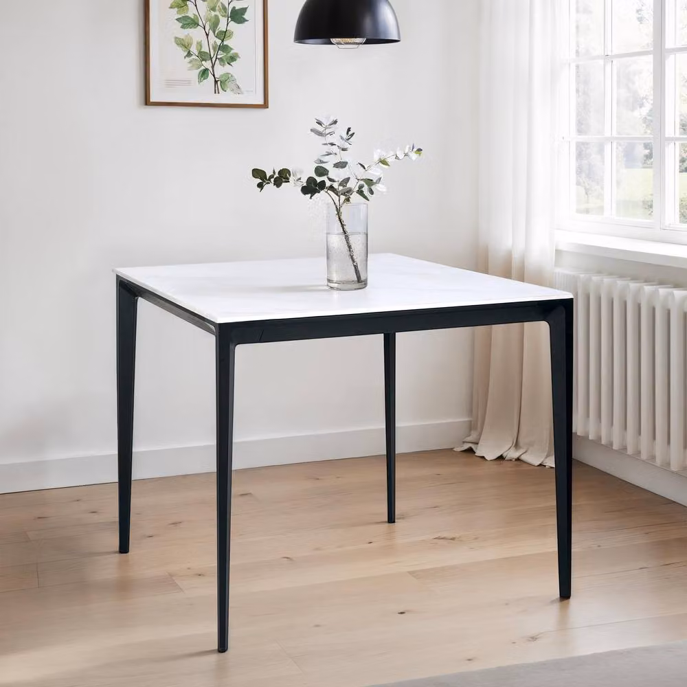 Cheshire Premium Marbella Square Stone Top Dining Table, White Marble, W/D/H: 80 x 80 x 80 cm – 2