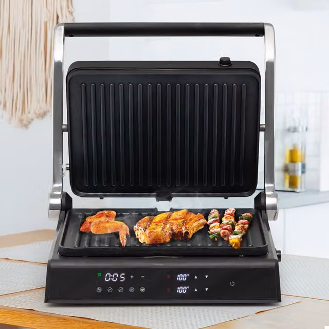 Costway 3-in-1 Electric Panini Press Grill with Digital Display, Black