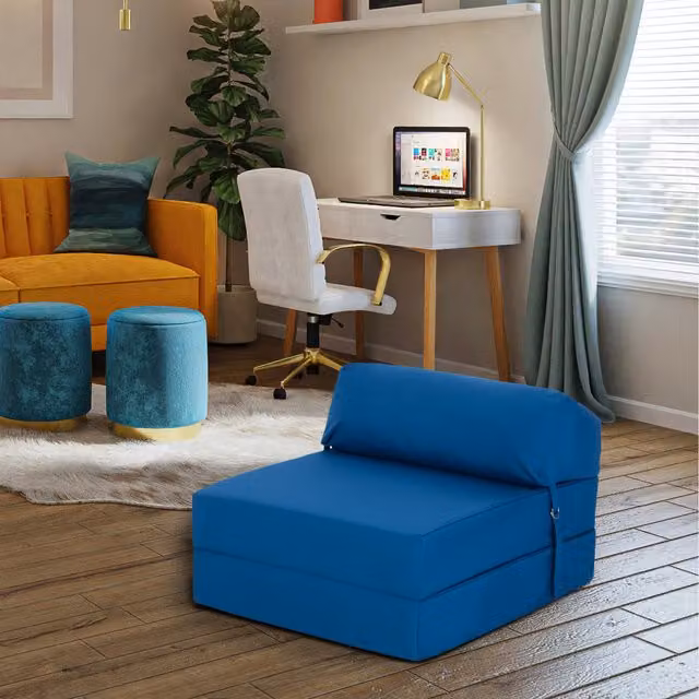 Ready Steady Bed Single Z Foldable Sofa Bed and Guest Mattress in Blue