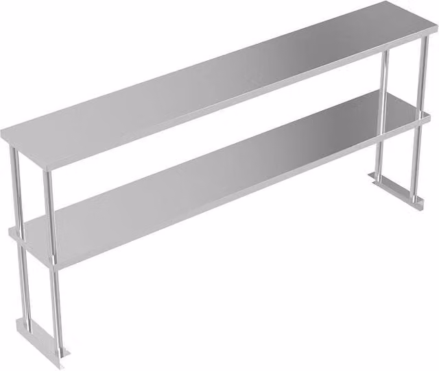 Living and Home 2-Tier Stainless Steel Prep and Work Table with Shelf in Silver