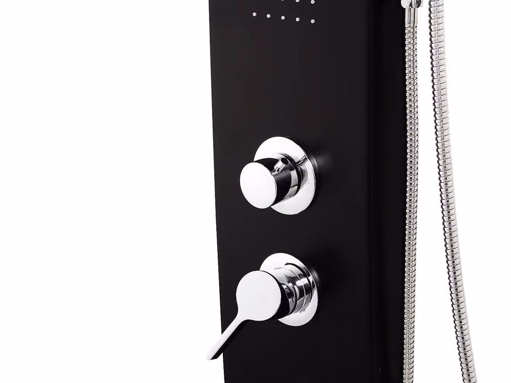 KOURBEA Hydromassage Shower Column with Overhead and Hand Shower in Matt Black, W: 20 cm, H: 132 cm – 4