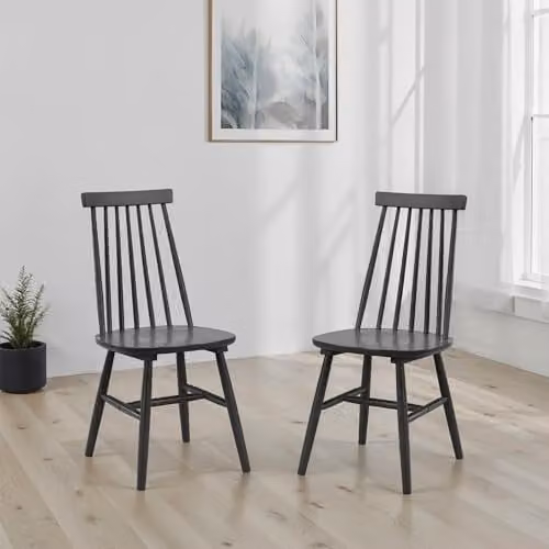 Julian Bowen Alassio Spindle Back Dining Chairs, Set of 2, Black