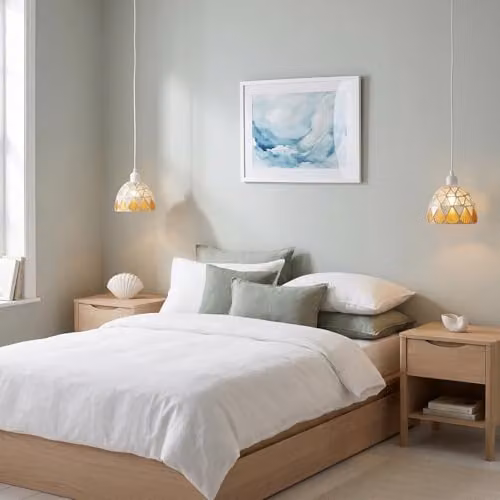 Happy Homewares Dome Shaped Mosaic Glass Pendant Light Shade in Blue, Silver and Gold, W/D/H: 17 x 13 x 13 cm – 2