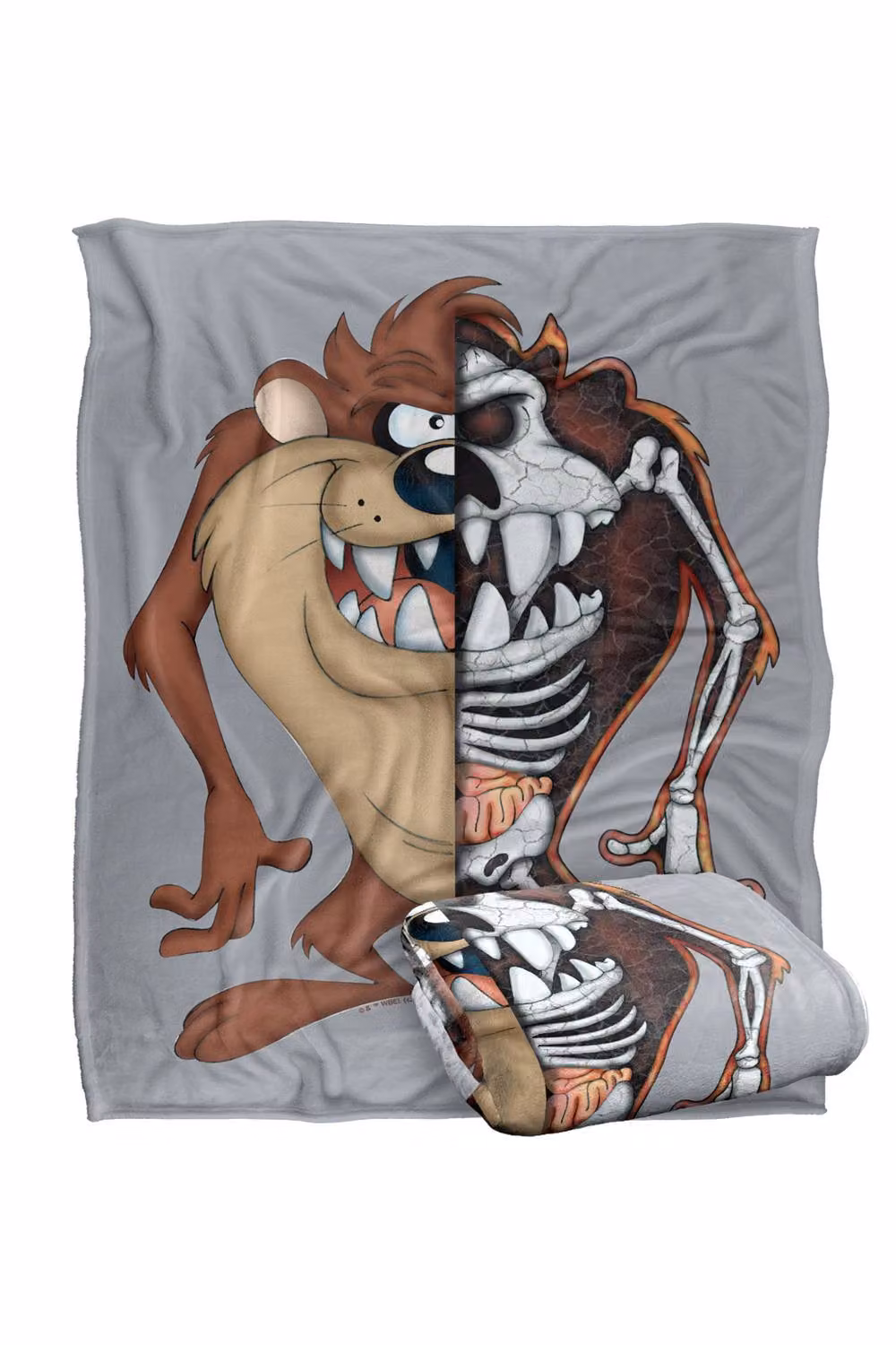 Warner Bros. Looney Tunes Taz Half Skeleton Multicolour Super Soft Polyester Throw Blanket, Extra Large – 2