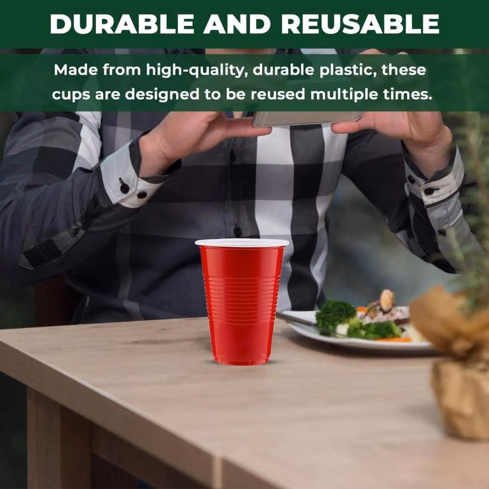 ECONX Red Disposable Plastic Party Cups, 12oz, 50 Pieces – 7