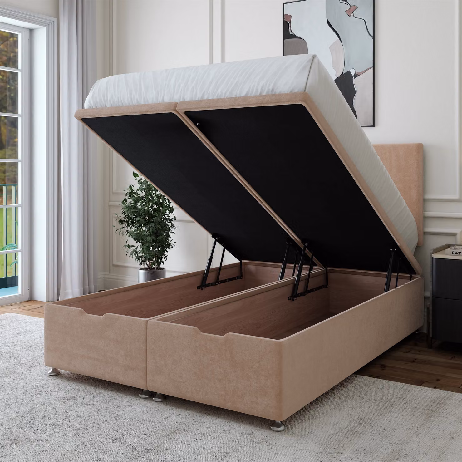 Bedmaster Luxury Velvet Ottoman Divan Base in Brown, Double Size – 2